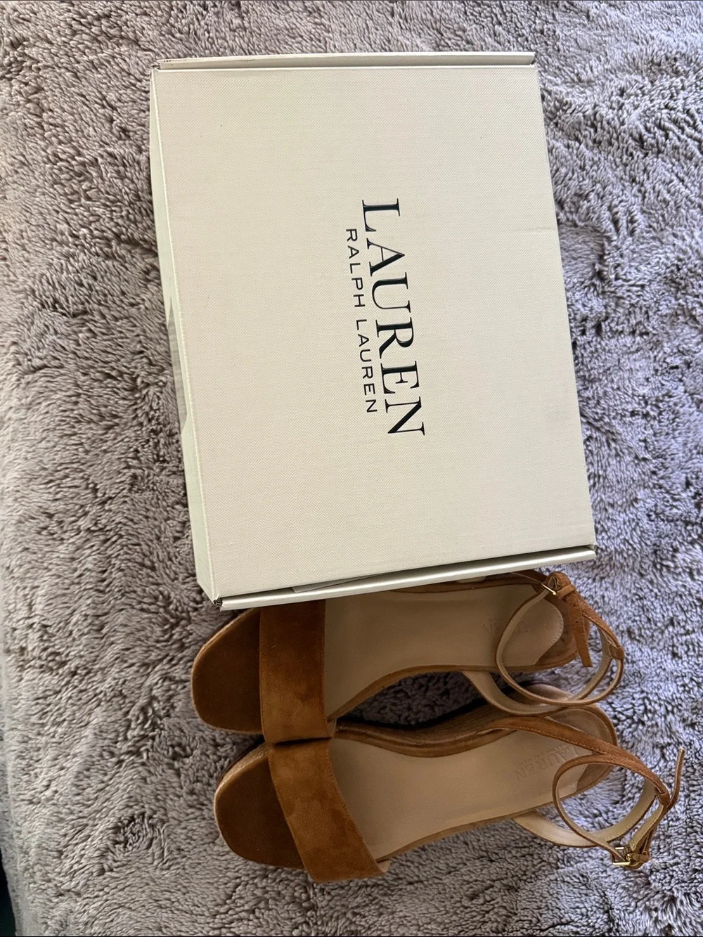 Lauren Ralph Lauren Leona Espadrille Wedge Sandals Brown Suede Size 8.5B